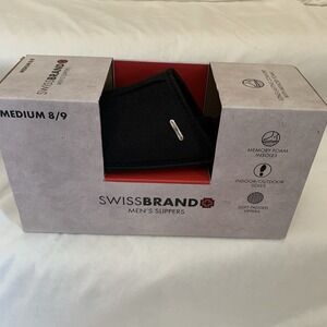 Swiss Brand Men'S Slippers Size‎ Medium 8/9 Black & New.